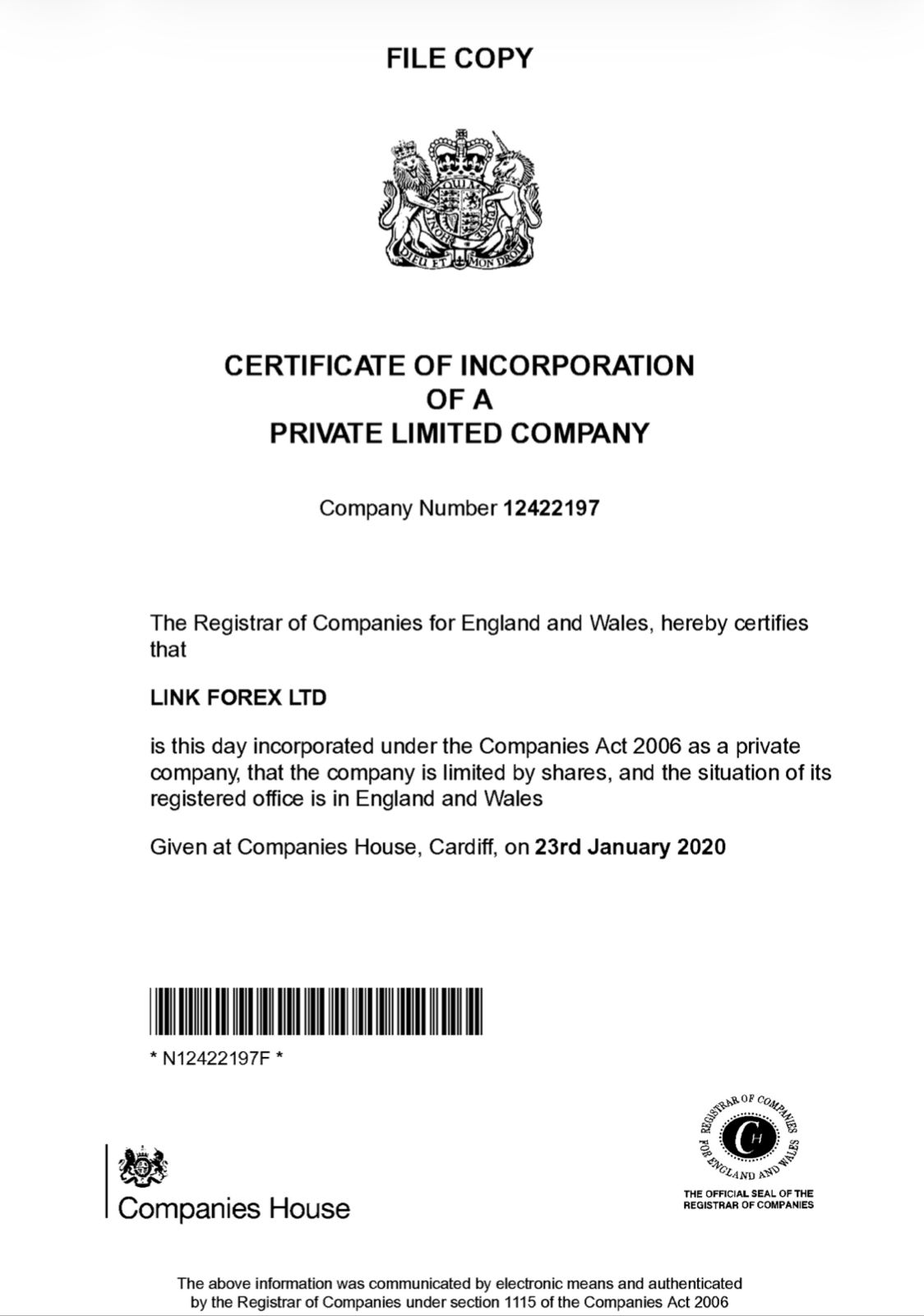 Certificate of Incorporation